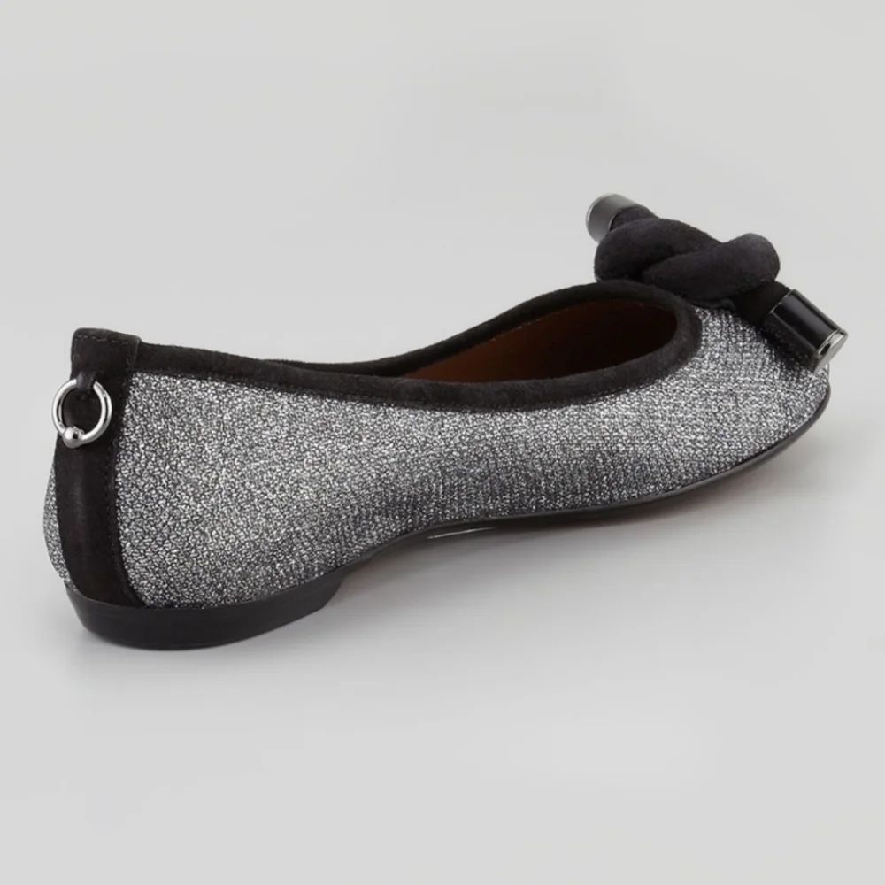 Donald J Pliner Black and Silver Sparkle Gracie Knot Flats Size 7.5